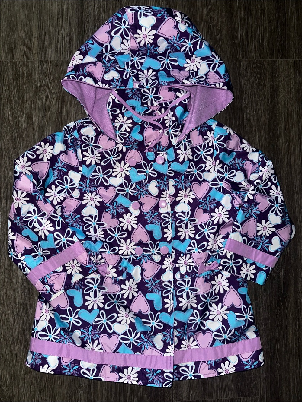 London Fog Purple Floral & Heart Hoodie Jacket